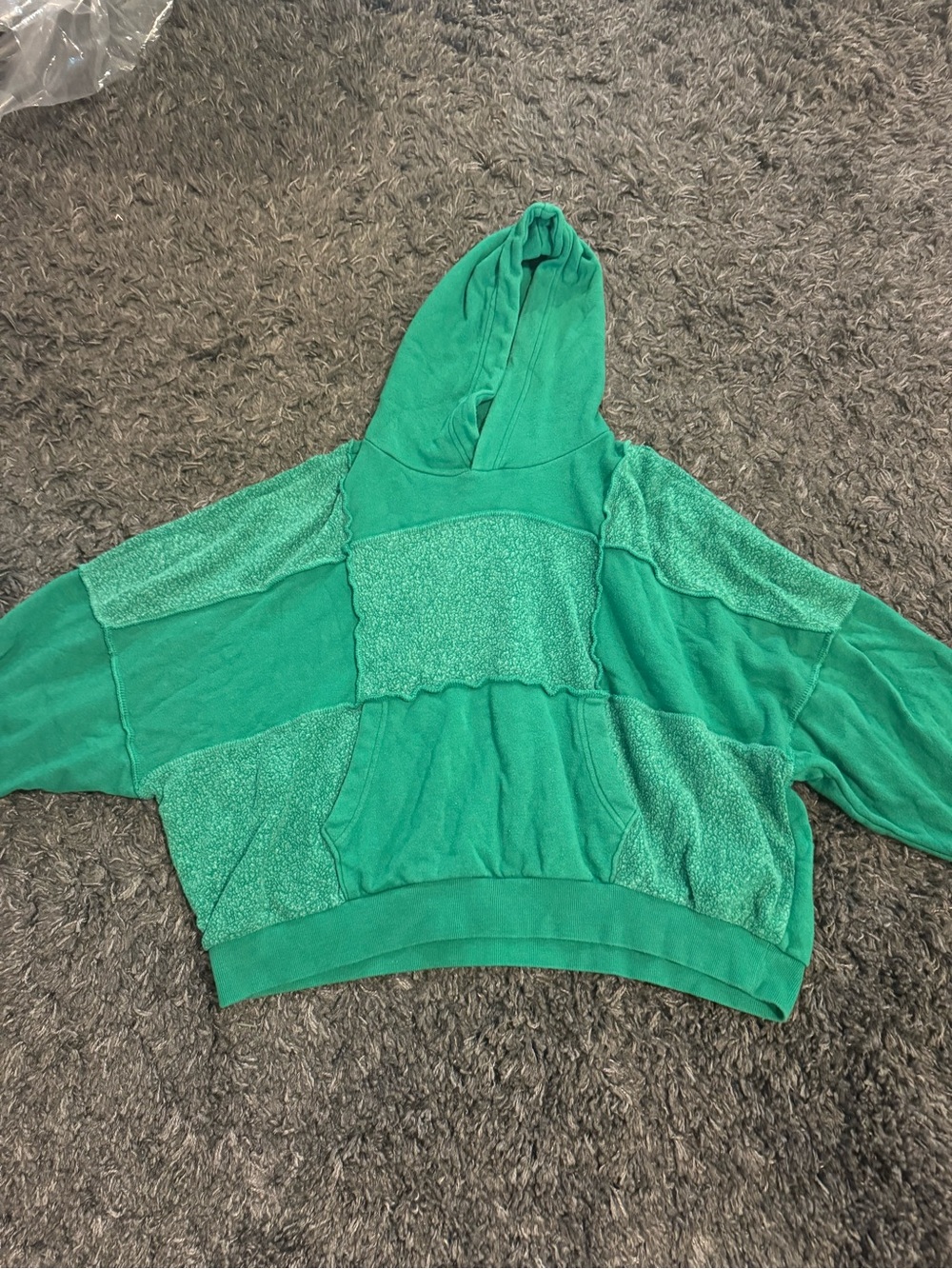Aerie Green Patchwork Hoodie Sweater - Women's Casual Pullover